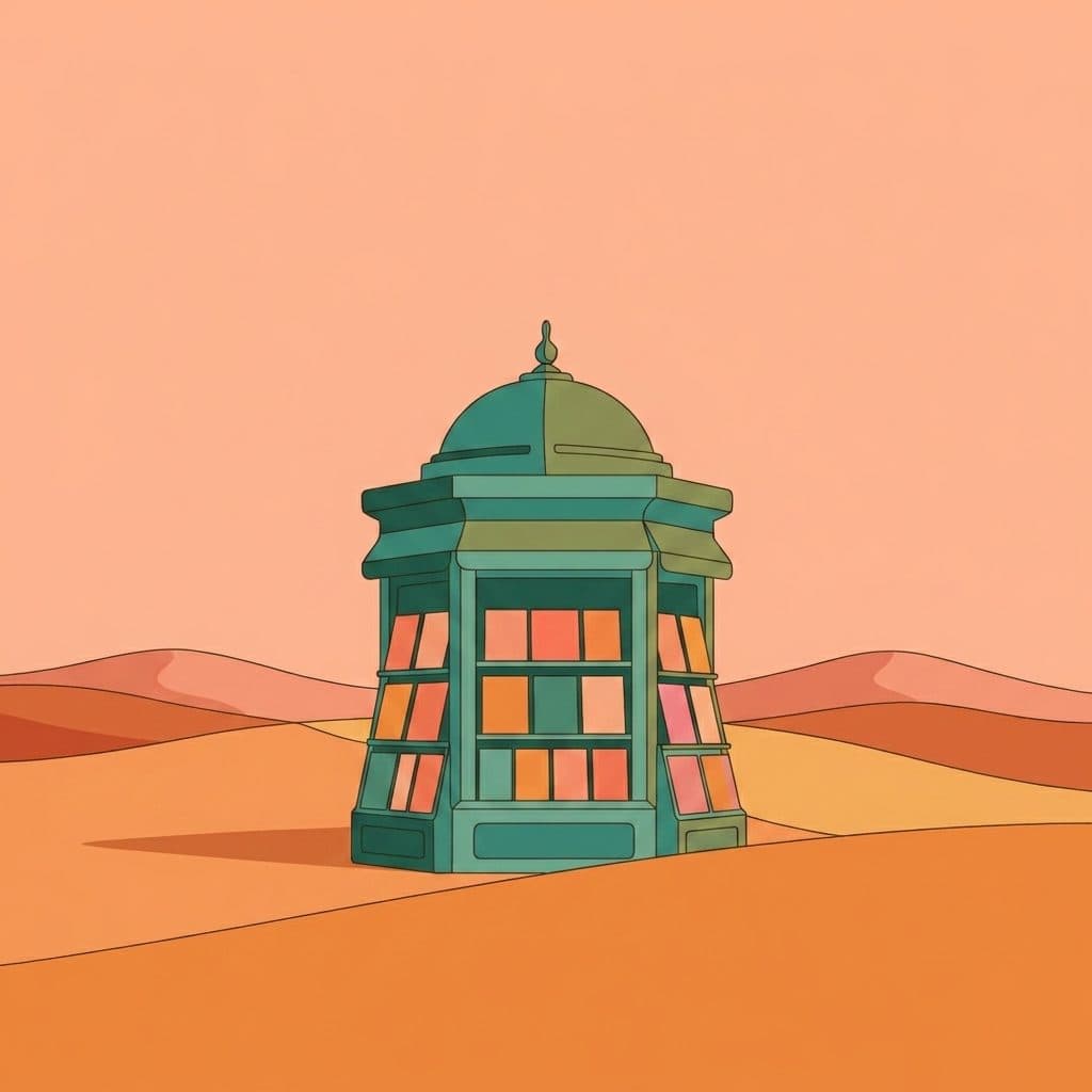 Kansei Magazine Issue 001 — Allucinazione: a newsstand kiosk standing alone in a desert